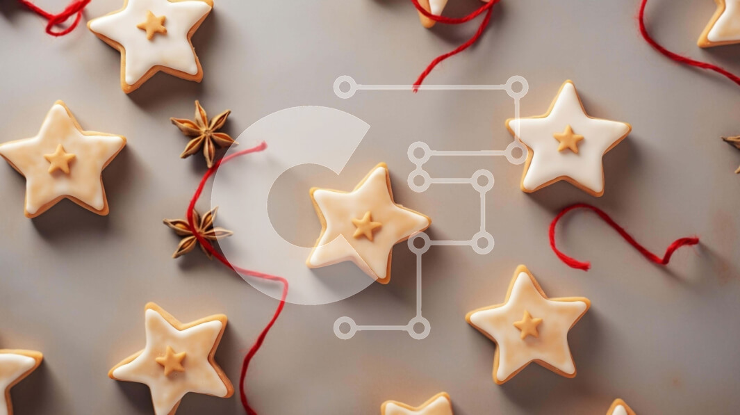 Intra Συλλεκτικό Ξύλινο Παζλ Plywood  4mm - Ομάδα μπισκότων σε σχήμα αστεριού δεμένα με κόκκινες κορδέλες Σε Ξύλινο Κουτί - Διαστάσεις: 10x10 cm – 25 κομμάτια