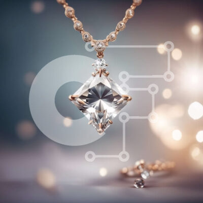 Intra Συλλεκτικό Ξύλινο Παζλ Plywood  4mm - Εκπληκτικό διαμαντένιο κολιέ με τετράγωνο μενταγιόν Σε Ξύλινο Κουτί - Διαστάσεις: 10x10 cm – 25 κομμάτια - Image 1