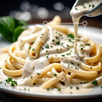 Intra Συλλεκτικό Ξύλινο Παζλ Plywood 4mm - Νόστιμο πιάτο ζυμαρικών με κρεμώδη σάλτσα και φρέσκο μαϊντανό Σε Ξύλινο Κουτί - Διαστάσεις: 10x10 cm – 25 κομμάτια - Image 1