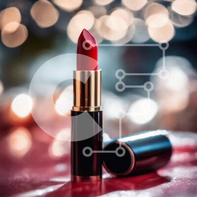 Intra Συλλεκτικό Ξύλινο Παζλ Plywood 4mm - Κομψό και μεταλλικό κόκκινο κραγιόν σε κόκκινο τραπεζομάντιλο Σε Ξύλινο Κουτί - Διαστάσεις: 10x10 cm – 25 κομμάτια - Image 1