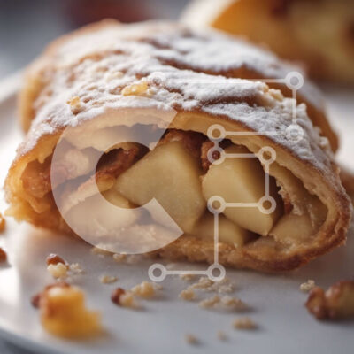 Intra Συλλεκτικό Ξύλινο Παζλ Plywood 4mm - Νόστιμο μηλόπιτα με μήλα σε φέτες και ζάχαρη άχνη Σε Ξύλινο Κουτί - Διαστάσεις: 10x10 cm – 25 κομμάτια - Image 1