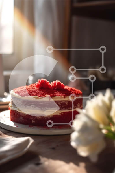 Intra Συλλεκτικό Ξύλινο Παζλ Plywood  4mm - Νόστιμο Red Velvet Cake με κρέμα τυριού Frosting και τριαντάφυλλο Σε Ξύλινο Κουτί - Διαστάσεις: 10x10 cm – 25 κομμάτια