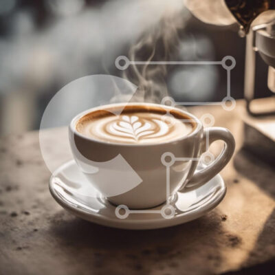 Intra Συλλεκτικό Ξύλινο Παζλ Plywood 4mm - Λευκό φλιτζάνι καφέ με ατμό σε ξύλινη επιφάνεια Σε Ξύλινο Κουτί - Διαστάσεις: 10x10 cm – 25 κομμάτια - Image 1