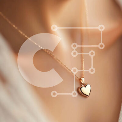 Intra Συλλεκτικό Ξύλινο Παζλ Plywood  4mm - Γυναίκα που φορά κολιέ με επιχρυσωμένη καρδιά Σε Ξύλινο Κουτί - Διαστάσεις: 10x10 cm – 25 κομμάτια - Image 1