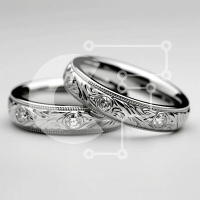 Intra Συλλεκτικό Ξύλινο Παζλ Plywood 4mm - Περίπλοκη βέρα με φλοράλ γκραβούρες σε λευκό χρυσό Σε Ξύλινο Κουτί - Διαστάσεις: 10x10 cm – 25 κομμάτια - Image 1