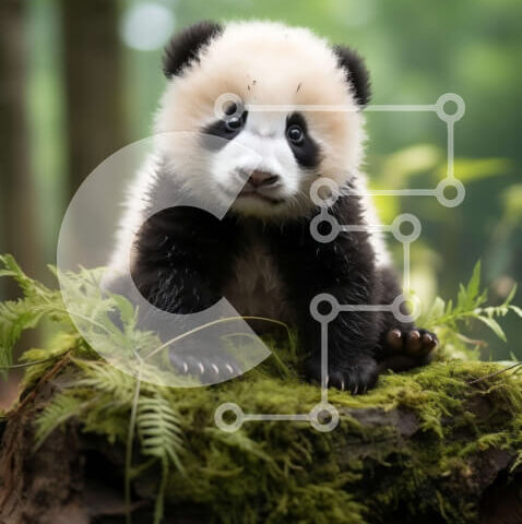 Intra Συλλεκτικό Ξύλινο Παζλ Plywood  4mm - Χαριτωμένη φωτογραφία ενός μωρού Panda σε ένα καταπράσινο δάσος Σε Ξύλινο Κουτί - Διαστάσεις: 10x10 cm – 25 κομμάτια - Image 1