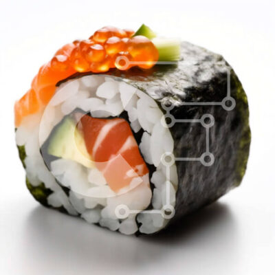 Intra Συλλεκτικό Ξύλινο Παζλ Plywood 4mm - Νόστιμο ρολό σούσι με επικάλυψη σολομού, αβοκάντο και χαβιάρι Σε Ξύλινο Κουτί - Διαστάσεις: 10x10 cm – 25 κομμάτια - Image 1