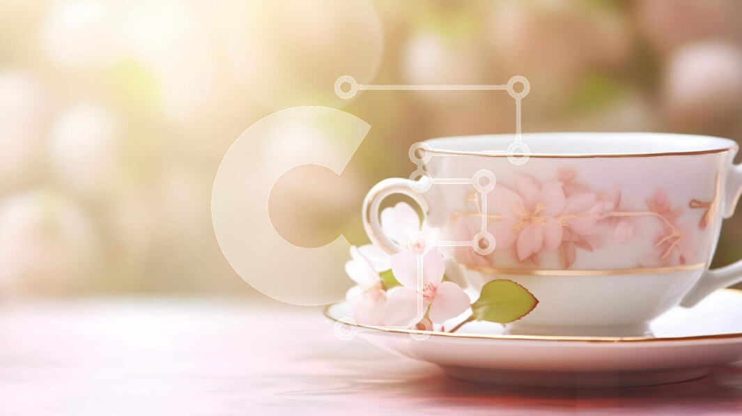 Intra Συλλεκτικό Ξύλινο Παζλ Plywood  4mm - Λευκό φλιτζάνι καφέ και πιατάκι με ροζ λουλούδια στο τραπέζι Σε Ξύλινο Κουτί - Διαστάσεις: 10x10 cm – 25 κομμάτια