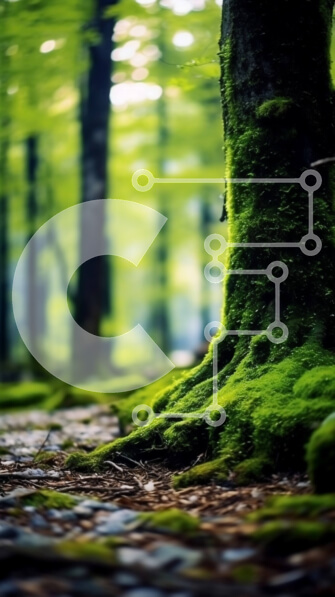 Intra Συλλεκτικό Ξύλινο Παζλ Plywood  4mm - Όμορφο δασικό μονοπάτι που καλύπτεται από πράσινο βρύο Σε Ξύλινο Κουτί - Διαστάσεις: 10x10 cm – 25 κομμάτια