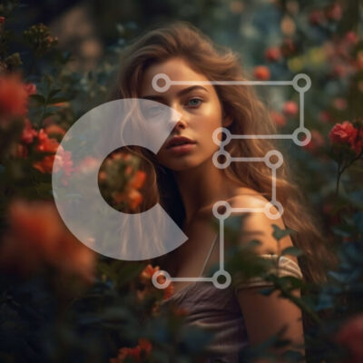 Intra Συλλεκτικό Ξύλινο Παζλ Plywood  4mm - Όμορφη εικόνα μιας γυναίκας με λευκό φόρεμα σε έναν κήπο στο ηλιοβασίλεμα Σε Ξύλινο Κουτί - Διαστάσεις: 10x10 cm – 25 κομμάτια - Image 1