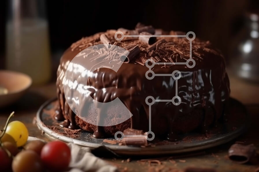 Intra Συλλεκτικό Ξύλινο Παζλ Plywood  4mm - Λαχταριστό κέικ σοκολάτας με σοκολάτα σε ξύλινο τραπέζι Σε Ξύλινο Κουτί - Διαστάσεις: 10x10 cm – 25 κομμάτια