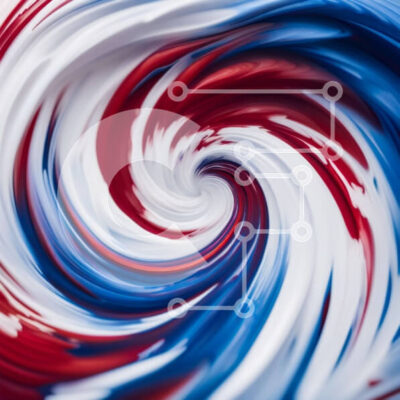 Intra Συλλεκτικό Ξύλινο Παζλ Plywood 4mm - Ζωντανή καραμέλα πασπαλίζει σε κόκκινο, λευκό και μπλε μοτίβο στροβιλισμού Σε Ξύλινο Κουτί - Διαστάσεις: 10x10 cm – 25 κομμάτια - Image 1