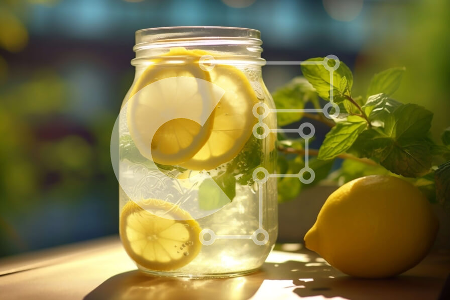 Intra Συλλεκτικό Ξύλινο Παζλ Plywood  4mm - Δροσιστικό λεμονόνερο με φύλλα μέντας σε βάζο Mason Σε Ξύλινο Κουτί - Διαστάσεις: 10x10 cm – 25 κομμάτια