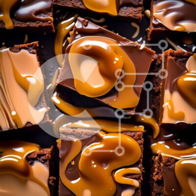 Intra Συλλεκτικό Ξύλινο Παζλ Plywood  4mm - Λαχταριστά Brownies σοκολάτας με λεία σάλτσα καραμέλας Σε Ξύλινο Κουτί - Διαστάσεις: 10x10 cm – 25 κομμάτια - Image 1