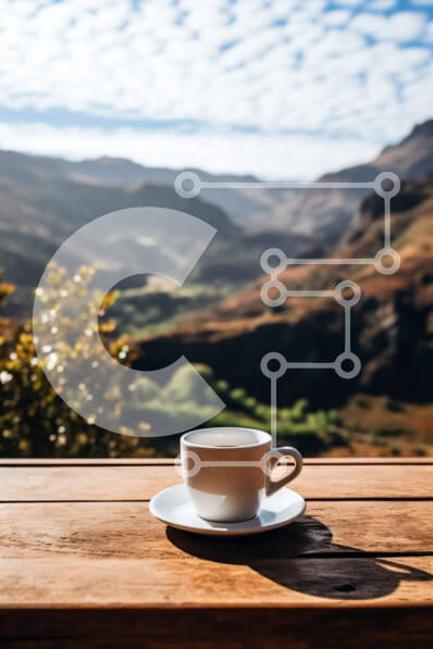 Intra Συλλεκτικό Ξύλινο Παζλ Plywood  4mm - Φλιτζάνι καφέ με θέα στο βουνό Σε Ξύλινο Κουτί - Διαστάσεις: 10x10 cm – 25 κομμάτια