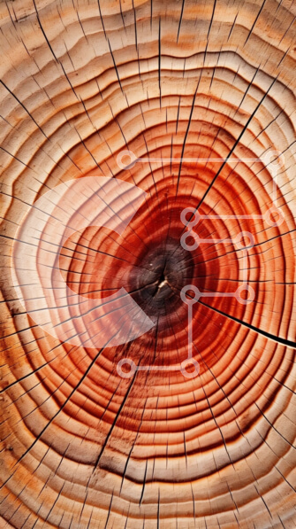 Intra Συλλεκτικό Ξύλινο Παζλ Plywood  4mm - Κοντινό πλάνο ενός κορμού δέντρου με κυκλικούς δακτυλίους Σε Ξύλινο Κουτί - Διαστάσεις: 10x10 cm – 25 κομμάτια