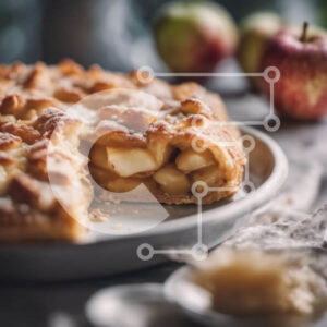 Intra Συλλεκτικό Ξύλινο Παζλ Plywood  4mm - Νόστιμη φέτα μηλόπιτας σε ένα πιάτο με ένα πιρούνι Σε Ξύλινο Κουτί - Διαστάσεις: 10x10 cm – 25 κομμάτια