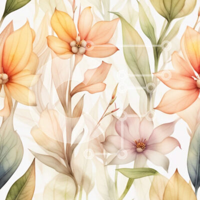 Intra Συλλεκτικό Ξύλινο Παζλ Plywood 4mm - Εκπληκτικό λουλουδάτο μοτίβο ακουαρέλας με ροζ, πορτοκαλί και κίτρινα λουλούδια Σε Ξύλινο Κουτί - Διαστάσεις: 10x10 cm – 25 κομμάτια - Image 1