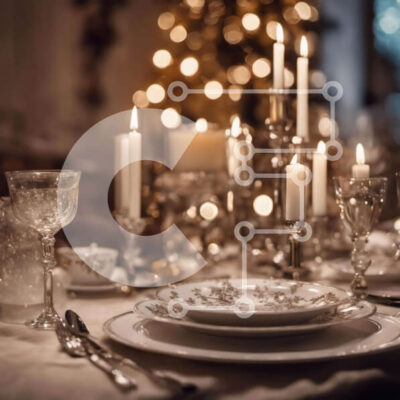 Intra Συλλεκτικό Ξύλινο Παζλ Plywood  4mm - Κομψό σετ τραπεζαρίας με λευκά πιάτα, ασημικά και κεριά Σε Ξύλινο Κουτί - Διαστάσεις: 10x10 cm – 25 κομμάτια - Image 1