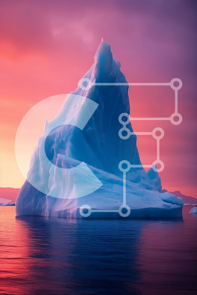 Intra Συλλεκτικό Ξύλινο Παζλ Plywood  4mm - Όμορφη εικόνα ενός παγόβουνου που επιπλέει στον ωκεανό στο ηλιοβασίλεμα Σε Ξύλινο Κουτί - Διαστάσεις: 10x10 cm – 25 κομμάτια