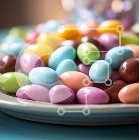 Intra Συλλεκτικό Ξύλινο Παζλ Plywood  4mm - Πολύχρωμα καλάμια καραμελών σε λευκό πιάτο Σε Ξύλινο Κουτί - Διαστάσεις: 10x10 cm – 25 κομμάτια - Image 1