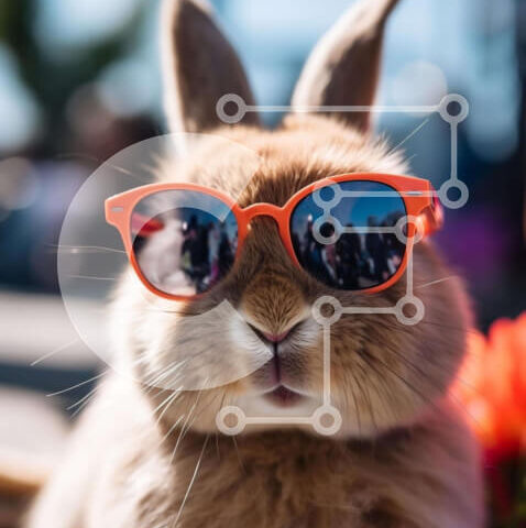 Intra Συλλεκτικό Ξύλινο Παζλ Plywood  4mm - Καφέ λαγουδάκι που φοράει γυαλιά ηλίου σε εξωτερικούς χώρους Σε Ξύλινο Κουτί - Διαστάσεις: 10x10 cm – 25 κομμάτια - Image 1