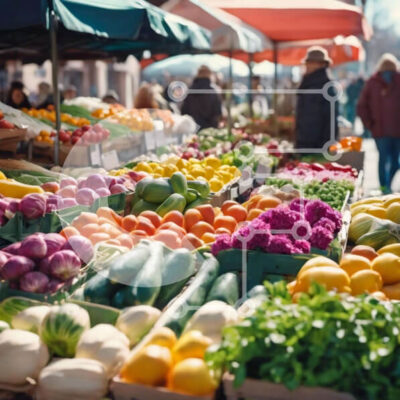 Intra Συλλεκτικό Ξύλινο Παζλ Plywood 4mm - Αγορά φρέσκων φρούτων και λαχανικών Σε Ξύλινο Κουτί - Διαστάσεις: 10x10 cm – 25 κομμάτια - Image 1