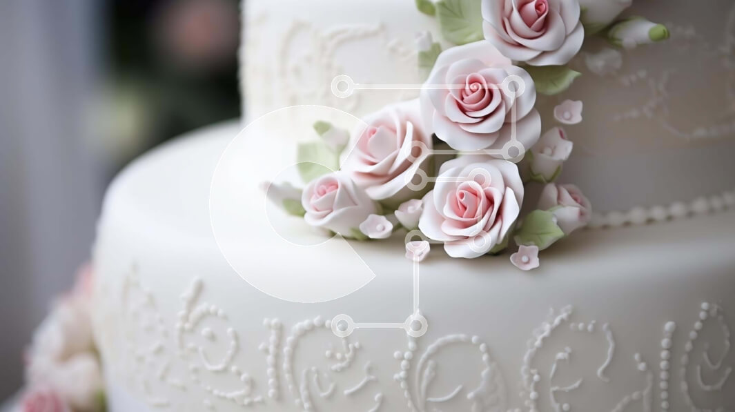 Intra Συλλεκτικό Ξύλινο Παζλ Plywood  4mm - Λευκή γαμήλια τούρτα τριών επιπέδων με ροζ τριαντάφυλλα Σε Ξύλινο Κουτί - Διαστάσεις: 10x10 cm – 25 κομμάτια