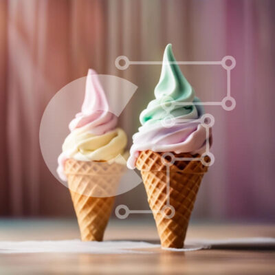 Intra Συλλεκτικό Ξύλινο Παζλ Plywood  4mm - Νόστιμα και ζωντανά χωνάκια παγωτού σε ένα ξύλινο τραπέζι Σε Ξύλινο Κουτί - Διαστάσεις: 10x10 cm – 25 κομμάτια - Image 1