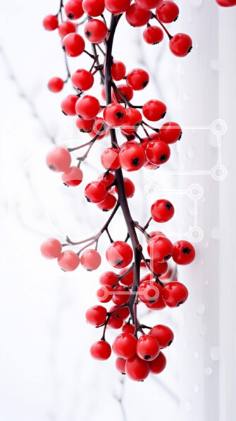 Intra Συλλεκτικό Ξύλινο Παζλ Plywood  4mm - Κοντινό πλάνο του κλάδου με τα κόκκινα μούρα στο χιόνι Σε Ξύλινο Κουτί - Διαστάσεις: 10x10 cm – 25 κομμάτια