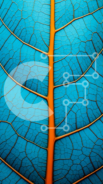 Intra Συλλεκτικό Ξύλινο Παζλ Plywood  4mm - Κοντινό πλάνο ενός ζωντανού μπλε και πορτοκαλί φύλλου Σε Ξύλινο Κουτί - Διαστάσεις: 10x10 cm – 25 κομμάτια