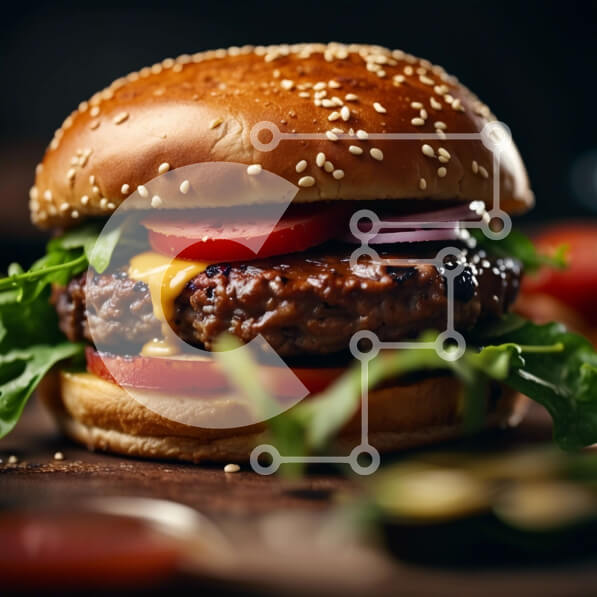 Intra Συλλεκτικό Ξύλινο Παζλ Plywood  4mm - Λαχταριστό Cheeseburger με φρέσκα υλικά Σε Ξύλινο Κουτί - Διαστάσεις: 10x10 cm – 25 κομμάτια