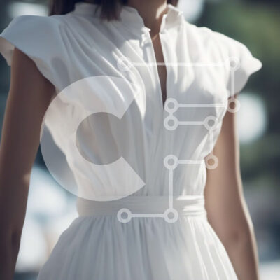 Intra Συλλεκτικό Ξύλινο Παζλ Plywood  4mm - Γυναίκα με λευκό φόρεμα με λαιμόκοψη και ψηλό σκίσιμο Σε Ξύλινο Κουτί - Διαστάσεις: 10x10 cm – 25 κομμάτια - Image 1