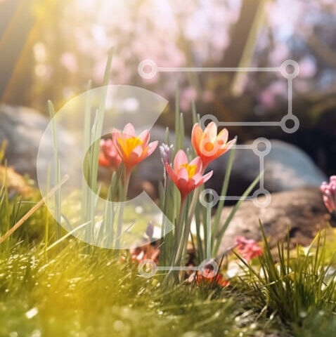 Intra Συλλεκτικό Ξύλινο Παζλ Plywood 4mm - Όμορφη εικόνα με πολύχρωμα λουλούδια σε ένα ηλιοκαμένο χωράφι Σε Ξύλινο Κουτί - Διαστάσεις: 10x10 cm – 25 κομμάτια - Image 1