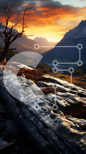 Intra Συλλεκτικό Ξύλινο Παζλ Plywood  4mm - Τοπίο ηλιοβασιλέματος που κόβει την ανάσα με το μοναχικό δέντρο στο Rocky Cliff Σε Ξύλινο Κουτί - Διαστάσεις: 10x10 cm – 25 κομμάτια