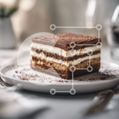 Intra Συλλεκτικό Ξύλινο Παζλ Plywood  4mm - Νόστιμη φέτα κέικ σοκολάτας σε λευκό πιάτο Σε Ξύλινο Κουτί - Διαστάσεις: 10x10 cm – 25 κομμάτια - Image 1