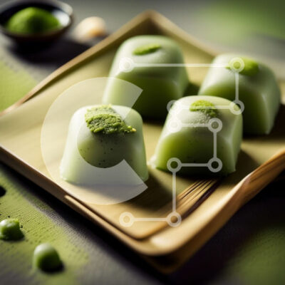 Intra Συλλεκτικό Ξύλινο Παζλ Plywood  4mm - Νόστιμη εικόνα από τέσσερα πράσινα κέικ με λευκό παγετό Σε Ξύλινο Κουτί - Διαστάσεις: 10x10 cm – 25 κομμάτια - Image 1