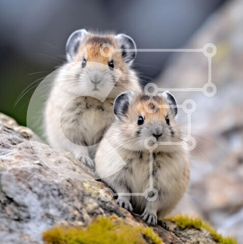 Intra Συλλεκτικό Ξύλινο Παζλ Plywood  4mm - Αξιολάτρευτη εικόνα δύο τρωκτικών σε έναν βράχο με ποώδη Σε Ξύλινο Κουτί - Διαστάσεις: 10x10 cm – 25 κομμάτια - Image 1