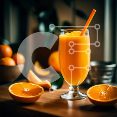 Intra Συλλεκτικό Ξύλινο Παζλ Plywood  4mm - Δροσιστικό ποτήρι χυμό πορτοκαλιού με γραφική θέα στον κήπο Σε Ξύλινο Κουτί - Διαστάσεις: 10x10 cm – 25 κομμάτια - Image 1