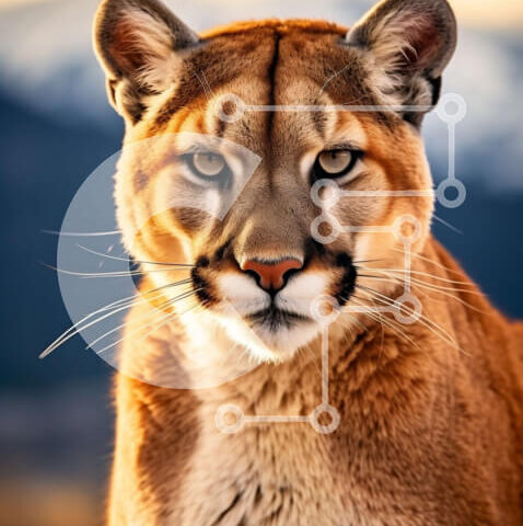 Intra Συλλεκτικό Ξύλινο Παζλ Plywood  4mm - Ισχυρή εικόνα ενός ορεινού λιονταριού (Κούγκαρ) που γρυλίζει στην άγρια ​​φύση Σε Ξύλινο Κουτί - Διαστάσεις: 10x10 cm – 25 κομμάτια - Image 1