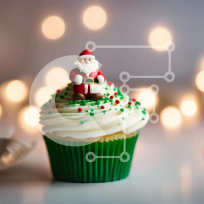 Intra Συλλεκτικό Ξύλινο Παζλ Plywood  4mm - Λαχταριστό χριστουγεννιάτικο cupcake με γιορτινό κάλυμμα Άγιου Βασίλη Σε Ξύλινο Κουτί - Διαστάσεις: 10x10 cm – 25 κομμάτια - Image 1