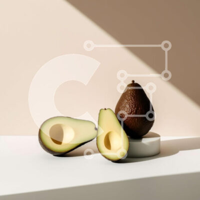 Intra Συλλεκτικό Ξύλινο Παζλ Plywood 4mm - Δύο μισά αβοκάντο σε λευκή επιφάνεια Σε Ξύλινο Κουτί - Διαστάσεις: 10x10 cm – 25 κομμάτια - Image 1