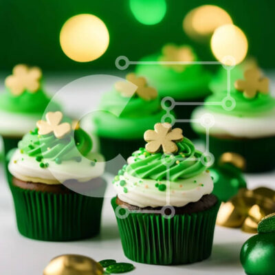 Intra Συλλεκτικό Ξύλινο Παζλ Plywood 4mm - Λαχταριστά cupcakes με θέμα την ημέρα του Αγίου Πατρικίου Σε Ξύλινο Κουτί - Διαστάσεις: 10x10 cm – 25 κομμάτια - Image 1