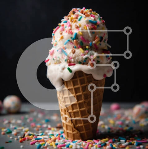 Intra Συλλεκτικό Ξύλινο Παζλ Plywood  4mm - Απολαυστική εικόνα παγωτού βανίλιας σε χωνάκι βάφλας με ψεκασμούς Σε Ξύλινο Κουτί - Διαστάσεις: 10x10 cm – 25 κομμάτια - Image 1