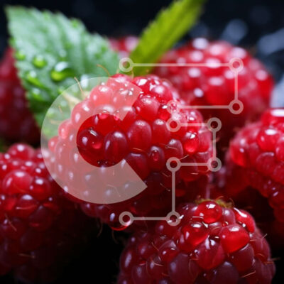 Intra Συλλεκτικό Ξύλινο Παζλ Plywood  4mm - Φρέσκα σμέουρα σε μαύρη επιφάνεια Σε Ξύλινο Κουτί - Διαστάσεις: 10x10 cm – 25 κομμάτια - Image 1