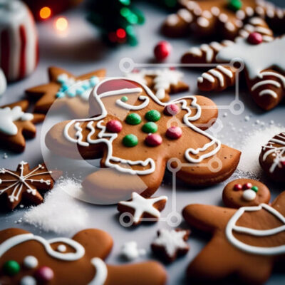 Intra Συλλεκτικό Ξύλινο Παζλ Plywood  4mm - Λαχταριστά και γιορτινά μπισκότα μελόψωμο με γλάσο και ζαχαρωτά Σε Ξύλινο Κουτί - Διαστάσεις: 10x10 cm – 25 κομμάτια - Image 1