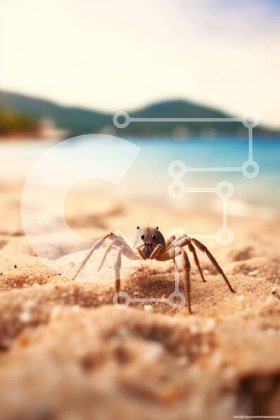 Intra Συλλεκτικό Ξύλινο Παζλ Plywood  4mm - Εκπληκτική θέα από κοντινό πλάνο ενός καβουριού στην άμμο με βουνά και νερό στο φόντο Σε Ξύλινο Κουτί - Διαστάσεις: 10x10 cm – 25 κομμάτια