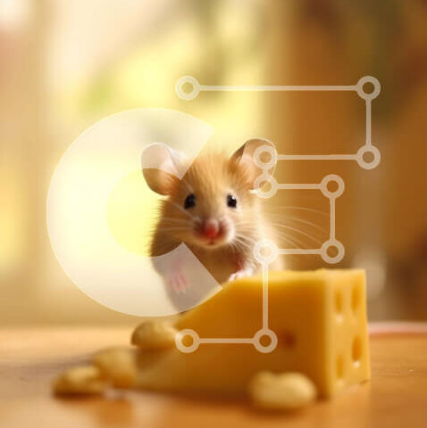 Intra Συλλεκτικό Ξύλινο Παζλ Plywood  4mm - Αξιολάτρευτη εικόνα ενός ποντικιού και ενός τυριού σε ένα άνετο τραπέζι Σε Ξύλινο Κουτί - Διαστάσεις: 10x10 cm – 25 κομμάτια - Image 1