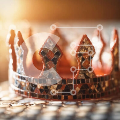 Intra Συλλεκτικό Ξύλινο Παζλ Plywood  4mm - Κοντινό πλάνο διακοσμητικής κορώνας με μικρά πλακάκια σε μοτίβο ζιγκ-ζαγκ Σε Ξύλινο Κουτί - Διαστάσεις: 10x10 cm – 25 κομμάτια - Image 1