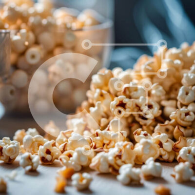 Intra Συλλεκτικό Ξύλινο Παζλ Plywood  4mm - Νόστιμο μπολ ποπ κορν με εκπληκτικό αστικό τοπίο Σε Ξύλινο Κουτί - Διαστάσεις: 10x10 cm – 25 κομμάτια - Image 1